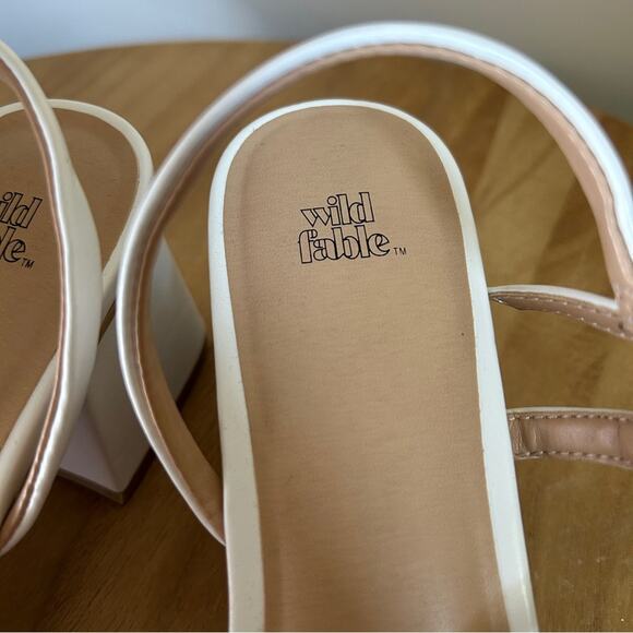 Wild Fable White Strappy Square Toe Block Heel Buckle Strap High Heels Size 6.5 - Picture 13 of 14